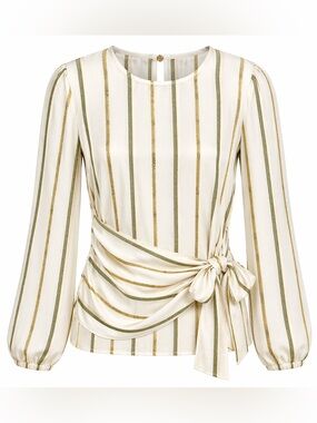 Ted Baker Kyliiee Wrap-front Satin Striped Top Size 4